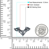 Oxidized Ring Band Solid 925 Sterling Silver Thumb Ring (12.9mm)