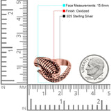 Cobra Snake Ring Oxidized Band Solid 925 Sterling Silver Thumb Ring (15.6mm)