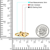 Feet Ring Oxidized Band Solid 925 Sterling Silver Thumb Ring (8mm)