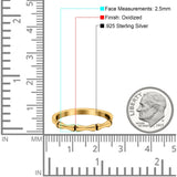 Bamboo Ring Oxidized Band Solid 925 Sterling Silver Thumb Ring (2.5mm)