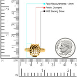 Owl Ring Oxidized Band Solid 925 Sterling Silver Thumb Ring (12mm)