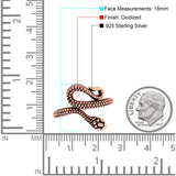 Snake Ring Oxidized Band Solid 925 Sterling Silver Thumb Ring (18mm)