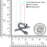 Snake Ring Oxidized Band Solid 925 Sterling Silver Thumb Ring (18mm)