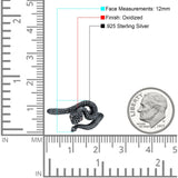 Garnet CZ Red Eye Snake Ring Oxidized Band Solid 925 Sterling Silver Thumb Ring (12mm)