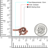 Garnet CZ Red Eye Snake Ring Oxidized Band Solid 925 Sterling Silver Thumb Ring (12mm)