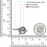 Garnet CZ Red Eye Snake Ring Oxidized Band Solid 925 Sterling Silver Thumb Ring (12mm)