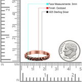 Bali Style Oxidized Ring Band Solid 925 Sterling Silver Thumb Ring (3mm)
