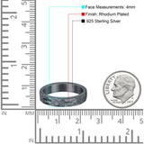 Hammered Ring Rhodium Plated Band Solid 925 Sterling Silver Thumb Ring (4mm)