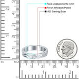 Hammered Ring Rhodium Plated Band Solid 925 Sterling Silver Thumb Ring (4mm)