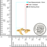 Moon & Star Ring Oxidized Band Solid 925 Sterling Silver Thumb Ring (10mm)