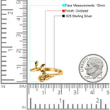 Bird & Branch Oxidized Band Solid 925 Sterling Silver Thumb Ring (20mm)