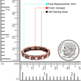 Skull Ring Oxidized Band Solid 925 Sterling Silver Thumb Ring (4mm)