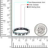 Skull Ring Oxidized Band Solid 925 Sterling Silver Thumb Ring (4mm)