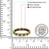 Skull Ring Oxidized Band Solid 925 Sterling Silver Thumb Ring (4mm)