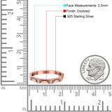 Oxidized Sunset Band Ring Solid 925 Sterling Silver Thumb Ring (2.5mm)