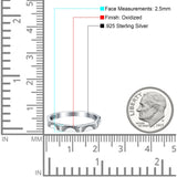 Oxidized Sunset Band Ring Solid 925 Sterling Silver Thumb Ring (2.5mm)
