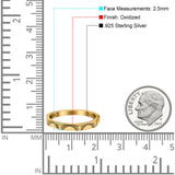 Oxidized Sunset Band Ring Solid 925 Sterling Silver Thumb Ring (2.5mm)