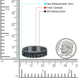 Tree Ring Oxidized Band Solid 925 Sterling Silver Thumb Ring (5mm)
