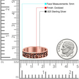 Tree Ring Oxidized Band Solid 925 Sterling Silver Thumb Ring (5mm)