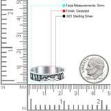 Nature Ring Oxidized Band Solid 925 Sterling Silver Thumb Ring (5mm)