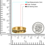 Nature Ring Oxidized Band Solid 925 Sterling Silver Thumb Ring (5mm)