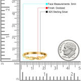 Fish Ring Oxidized Band Solid 925 Sterling Silver Thumb Ring (3mm)