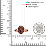 Miraculous Medal Ring Oxidized Band Solid 925 Sterling Silver Thumb Ring (13mm)
