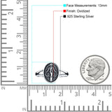 Miraculous Medal Ring Oxidized Band Solid 925 Sterling Silver Thumb Ring (13mm)