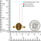 Miraculous Medal Ring Oxidized Band Solid 925 Sterling Silver Thumb Ring (13mm)