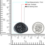 Lion Ring Oxidized Band Solid 925 Sterling Silver Thumb Ring (17mm)