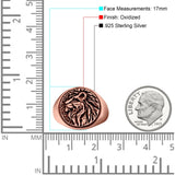 Lion Ring Oxidized Band Solid 925 Sterling Silver Thumb Ring (17mm)