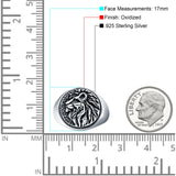 Lion Ring Oxidized Band Solid 925 Sterling Silver Thumb Ring (17mm)