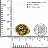 Lion Ring Oxidized Band Solid 925 Sterling Silver Thumb Ring (17mm)