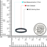 Braided Dainty Criss Cross Celtic Trending Oxidized Ring Band Solid 925 Sterling Silver Thumb Ring (2.7mm)
