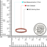 Braided Dainty Criss Cross Celtic Trending Oxidized Ring Band Solid 925 Sterling Silver Thumb Ring (2.7mm)