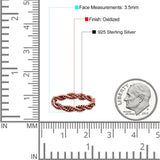 Iconic Braided Double Twisted Rope Engraved Fascinating Oxidized Ring Band Solid 925 Sterling Silver Thumb Ring (3.5mm)