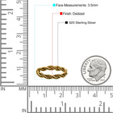 Iconic Braided Double Twisted Rope Engraved Fascinating Oxidized Ring Band Solid 925 Sterling Silver Thumb Ring (3.5mm)