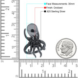 Octopus Ring Oxidized Band Solid 925 Sterling Silver Thumb Ring (30mm)