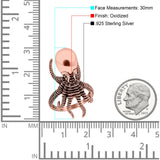 Octopus Ring Oxidized Band Solid 925 Sterling Silver Thumb Ring (30mm)