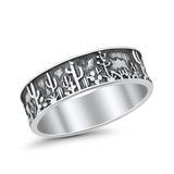 Desert Design Cactus Traditional Oxidized Trending Band Solid 925 Sterling Silver Thumb Ring 7mm