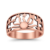 Dainty Sun Rays With Stars Sunshine Half Rounded Design Oxidized Statement Band Solid 925 Sterling Silver Thumb Ring (11.4mm)