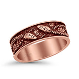 Attractive Oxidized Snakes Carved Rounded Engraved Designer Fashion Band Solid 925 Sterling Silver Thumb Ring (7.4mm)