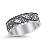 Attractive Oxidized Snakes Carved Rounded Engraved Designer Fashion Band Solid 925 Sterling Silver Thumb Ring (7.4mm)