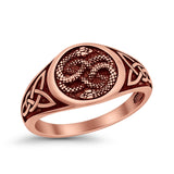 Iconic Celtic Snakes Triquetra Knot Artisan Oxidized Finish Statement Band Solid 925 Sterling Silver Thumb Ring (12mm)