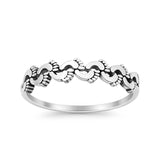 Vintage Baby Footprint Oxidized Trendy Band Solid 925 Sterling Silver Thumb Ring (4.7mm)