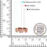 Eternity Rounded Seven Elephants Designer Oxidized Finish Animal Fashion Band Solid 925 Sterling Silver Thumb Ring (5.7mm)