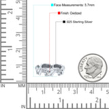 Eternity Rounded Seven Elephants Designer Oxidized Finish Animal Fashion Band Solid 925 Sterling Silver Thumb Ring (5.7mm)