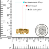 Eternity Rounded Seven Elephants Designer Oxidized Finish Animal Fashion Band Solid 925 Sterling Silver Thumb Ring (5.7mm)