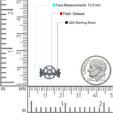 Iconic Half Moon And Star Goddess Triple Pentacle Design Pentagram Trending Oxidized Band Thumb Ring (12.5mm)