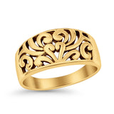 Filigree Open Swirl Designer Friendly Traditional Oxidized Fashion Band Solid 925 Sterling Silver Thumb Ring (10mm)